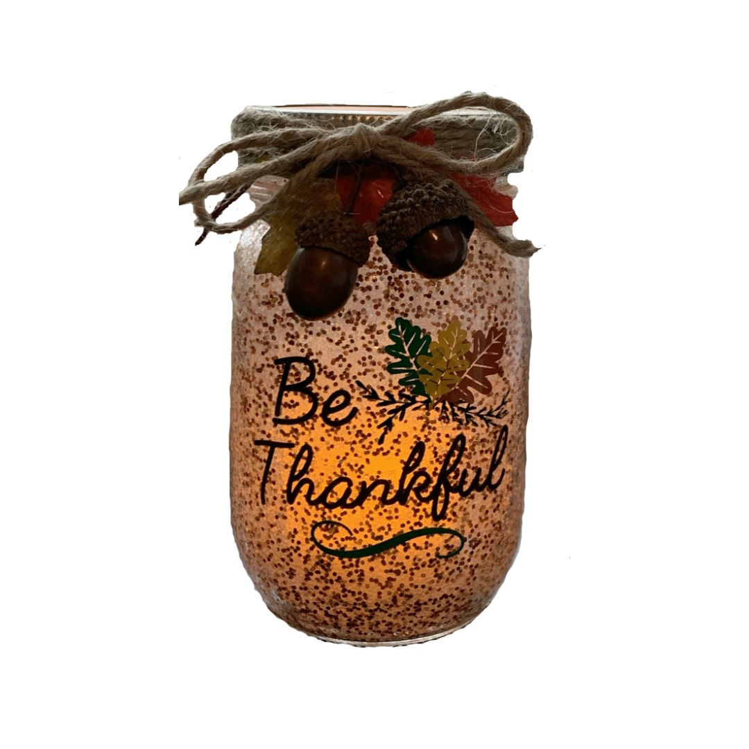 Gratitude Bundle: "Be Thankful" Mason Jar Candle Holder, Motivational Mug, Motivational Bookmark