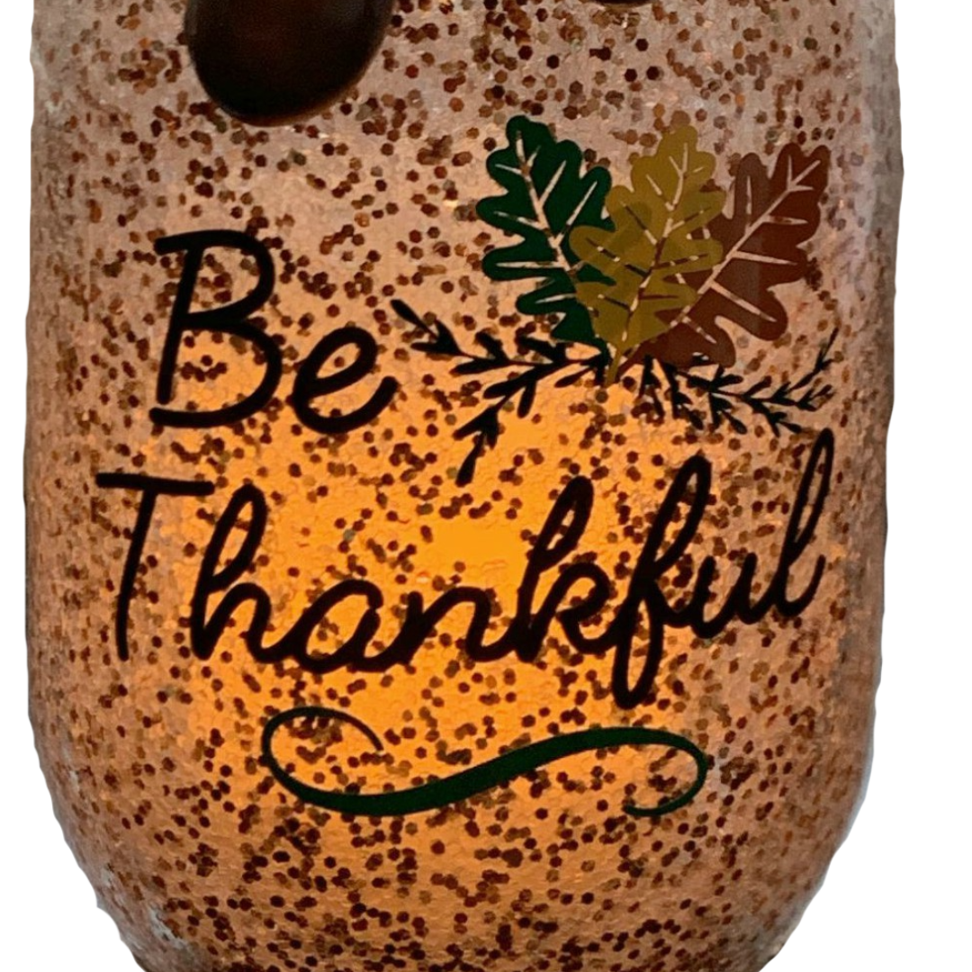 Gratitude Bundle: "Be Thankful" Mason Jar Candle Holder, Motivational Mug, Motivational Bookmark