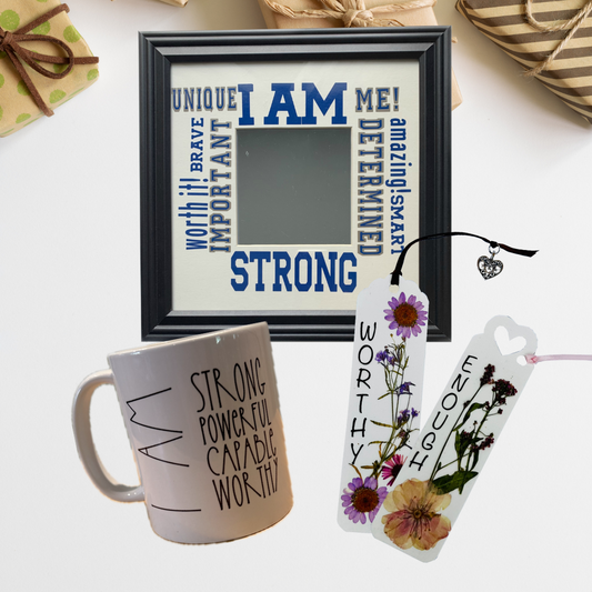 Empowerment Reflection Bundle:  Mirror, Mug & Affirmation Bookmarks