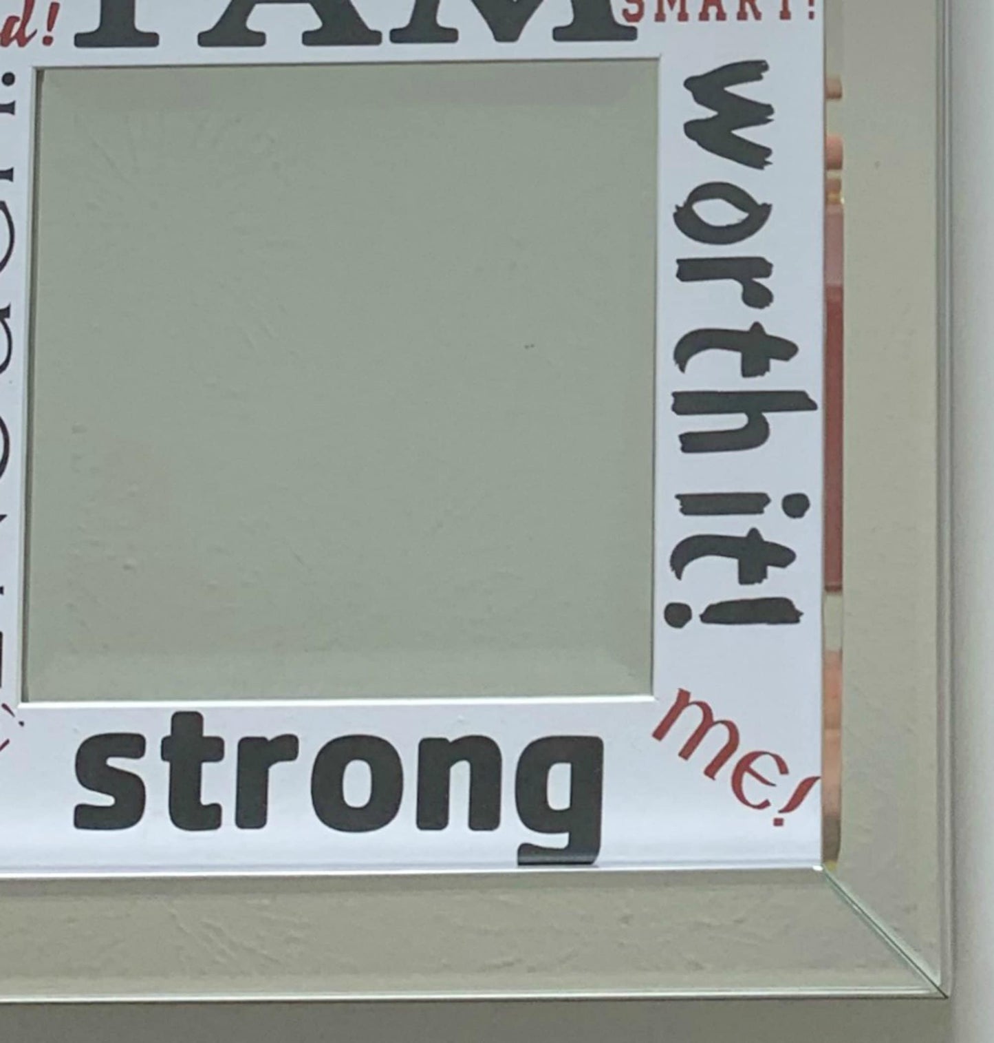 Motivational Framed Mirror with Words of Affirmation