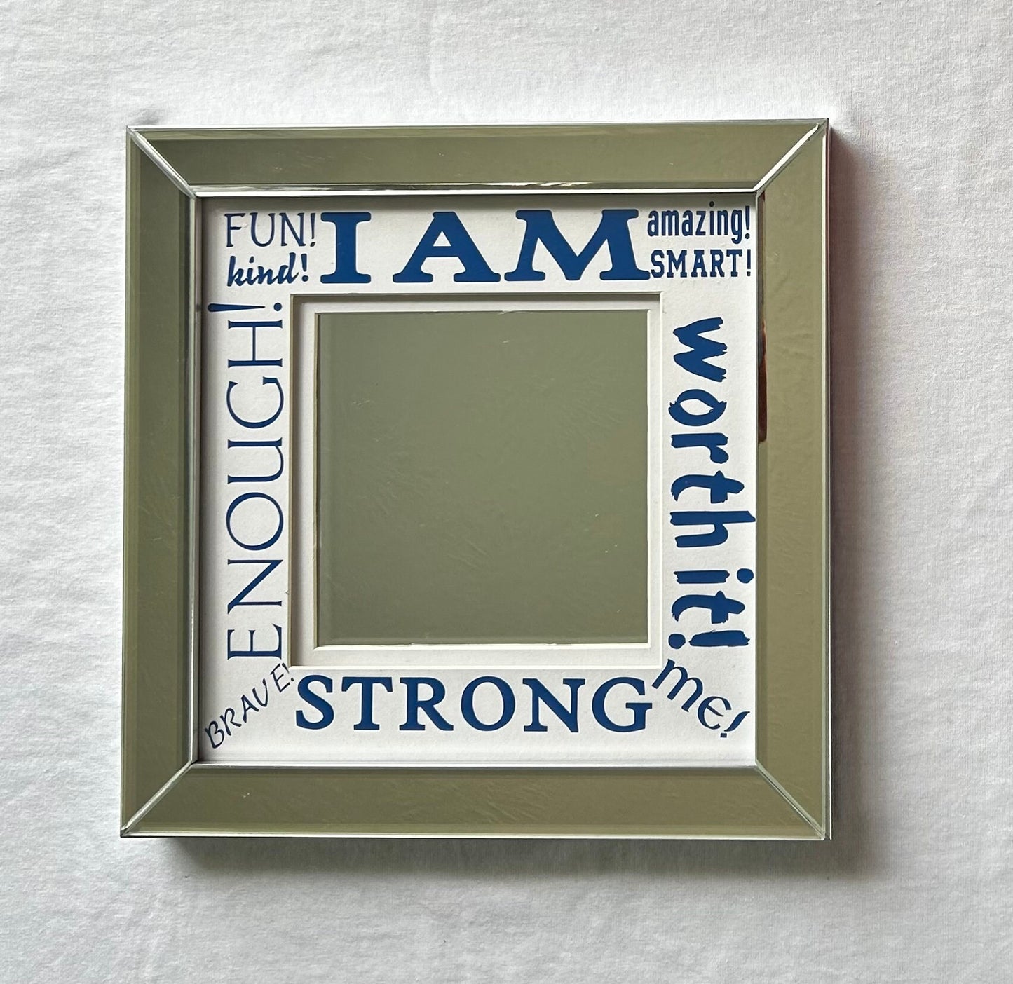 Motivational Framed Mirror with Words of Affirmation