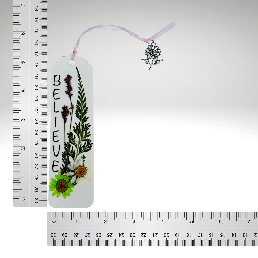 Floral Charm Bookmark - Believe