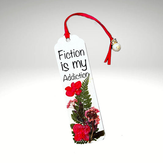 Floral Charm Bookmark - Fiction is My Addiction