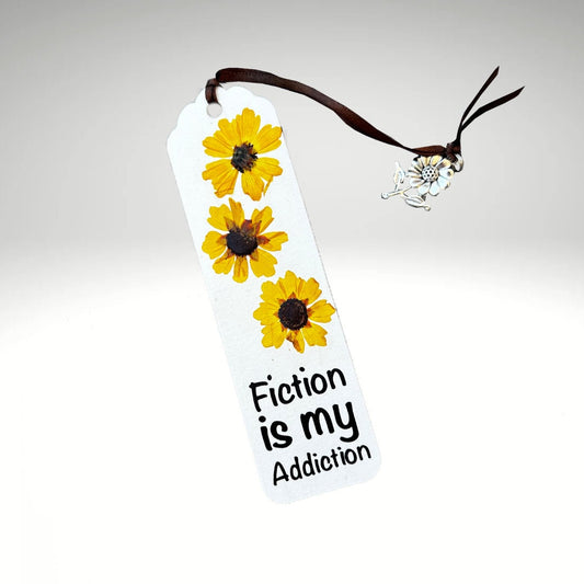 Floral Charm Bookmark - Fiction is My Addiction