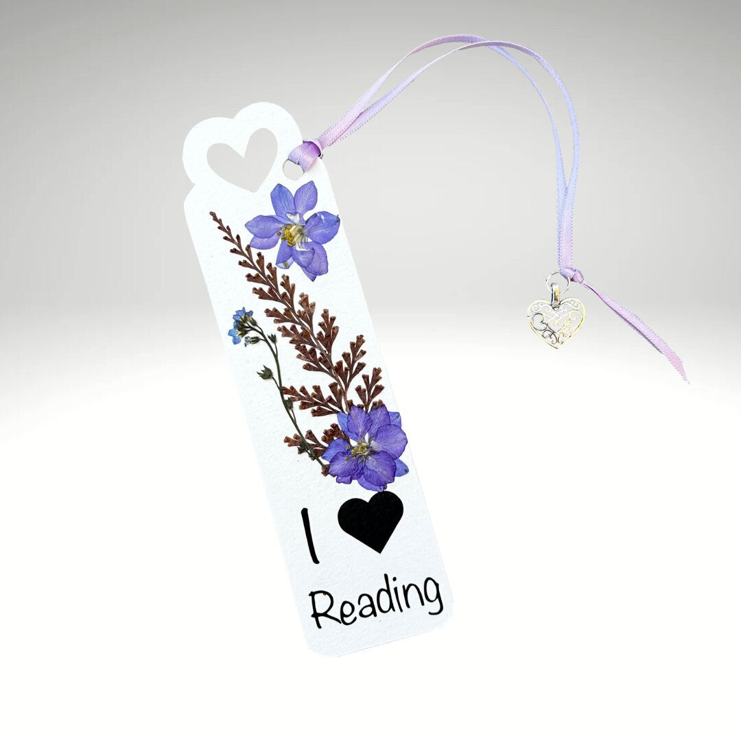 Floral Charm Bookmark - I "Heart" Reading