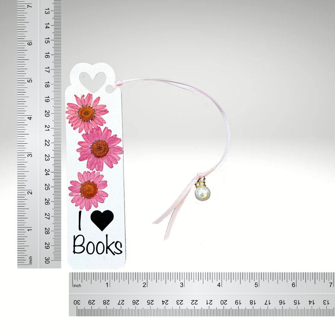 Floral Charm Bookmark - I "Heart" Books