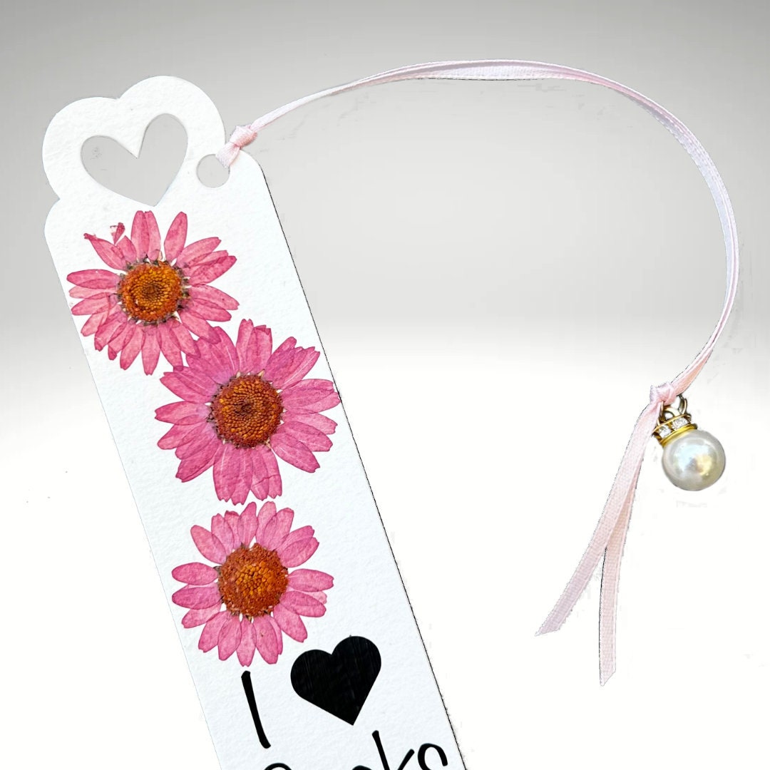 Floral Charm Bookmark - I "Heart" Books