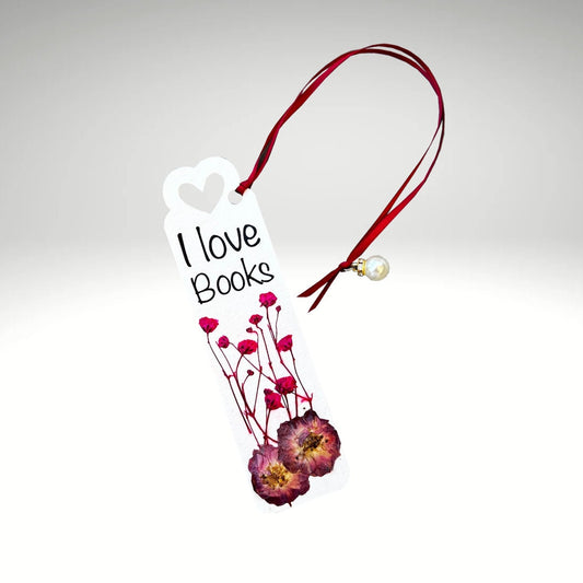 Floral Charm Bookmark - I Love Books