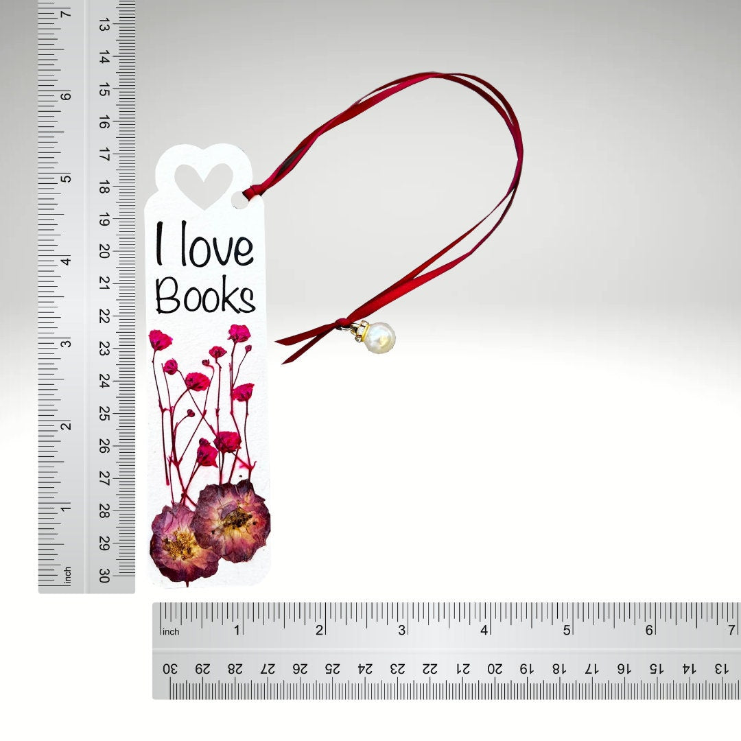 Floral Charm Bookmark - I Love Books