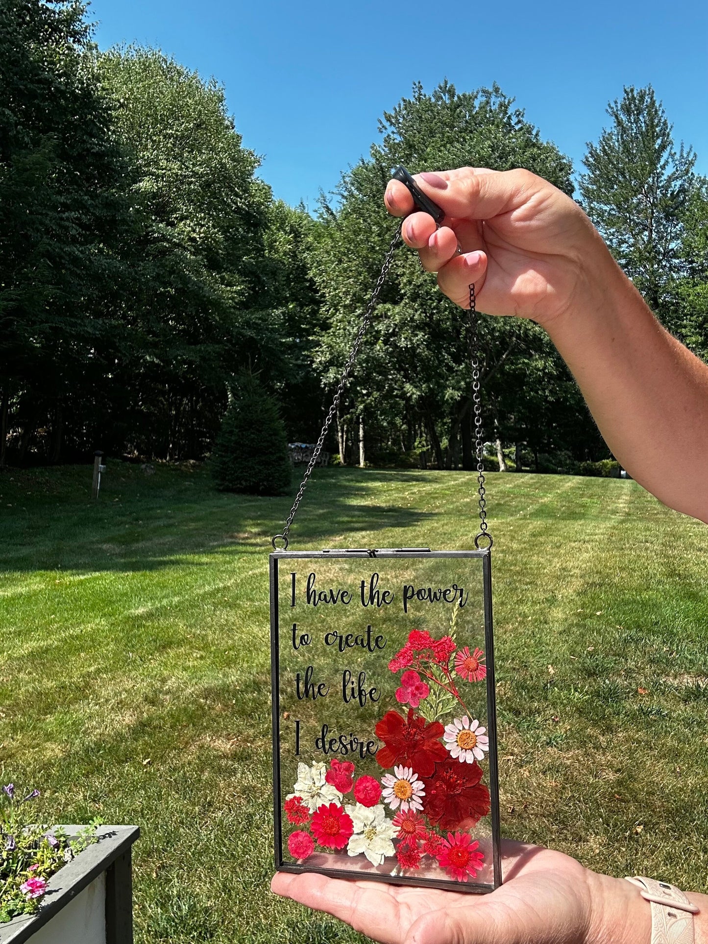 Pressed Flowers with Affirmation I have the Power to Create the Life I Deserve