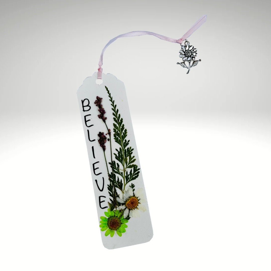 Floral Charm Bookmark - Believe