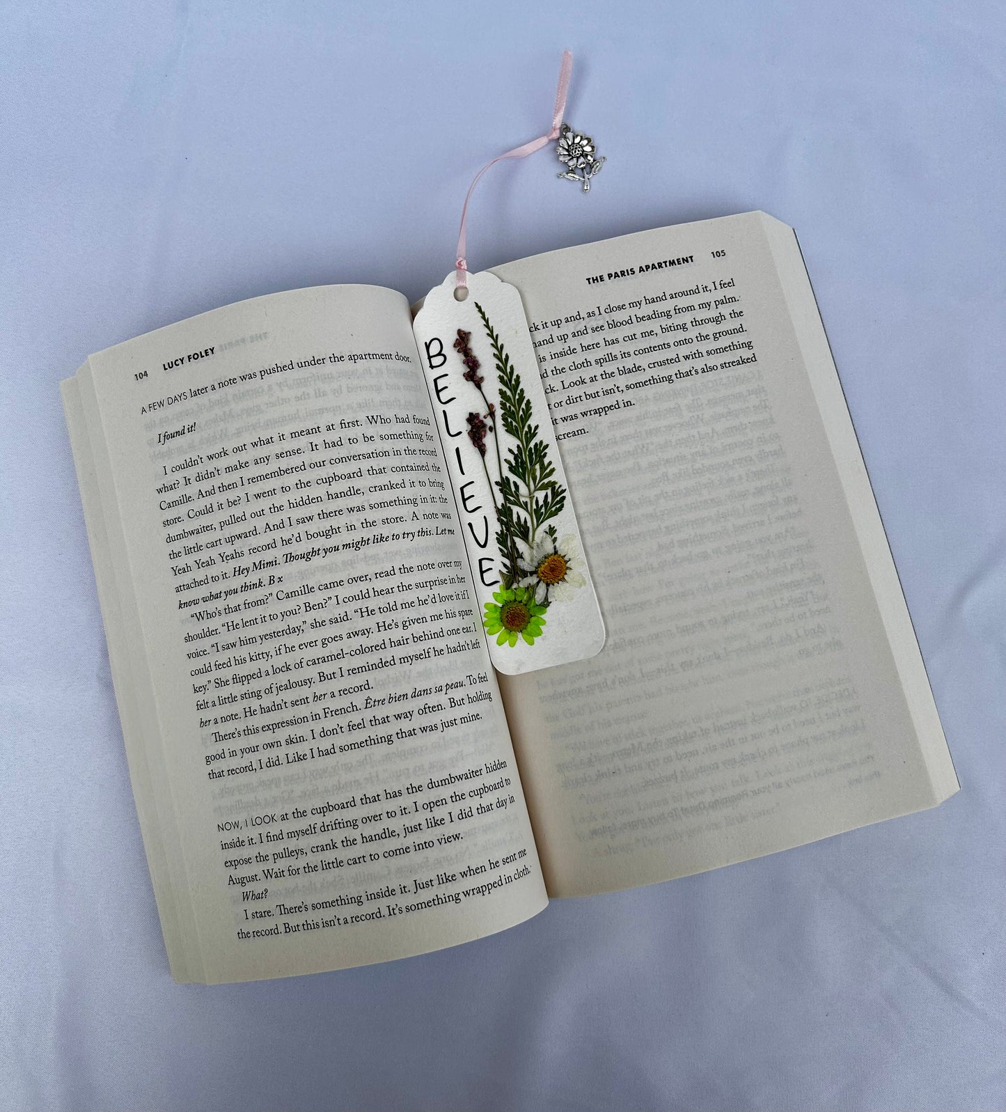 Floral Charm Bookmark - Believe