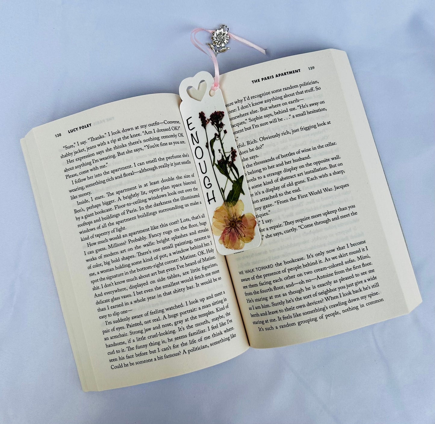 Floral Charm Bookmark - Enough