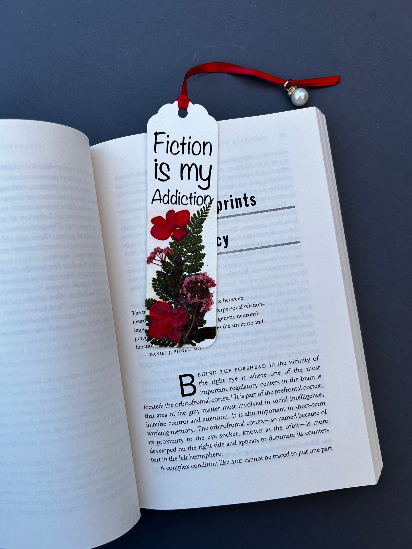 Floral Charm Bookmark - Fiction is My Addiction