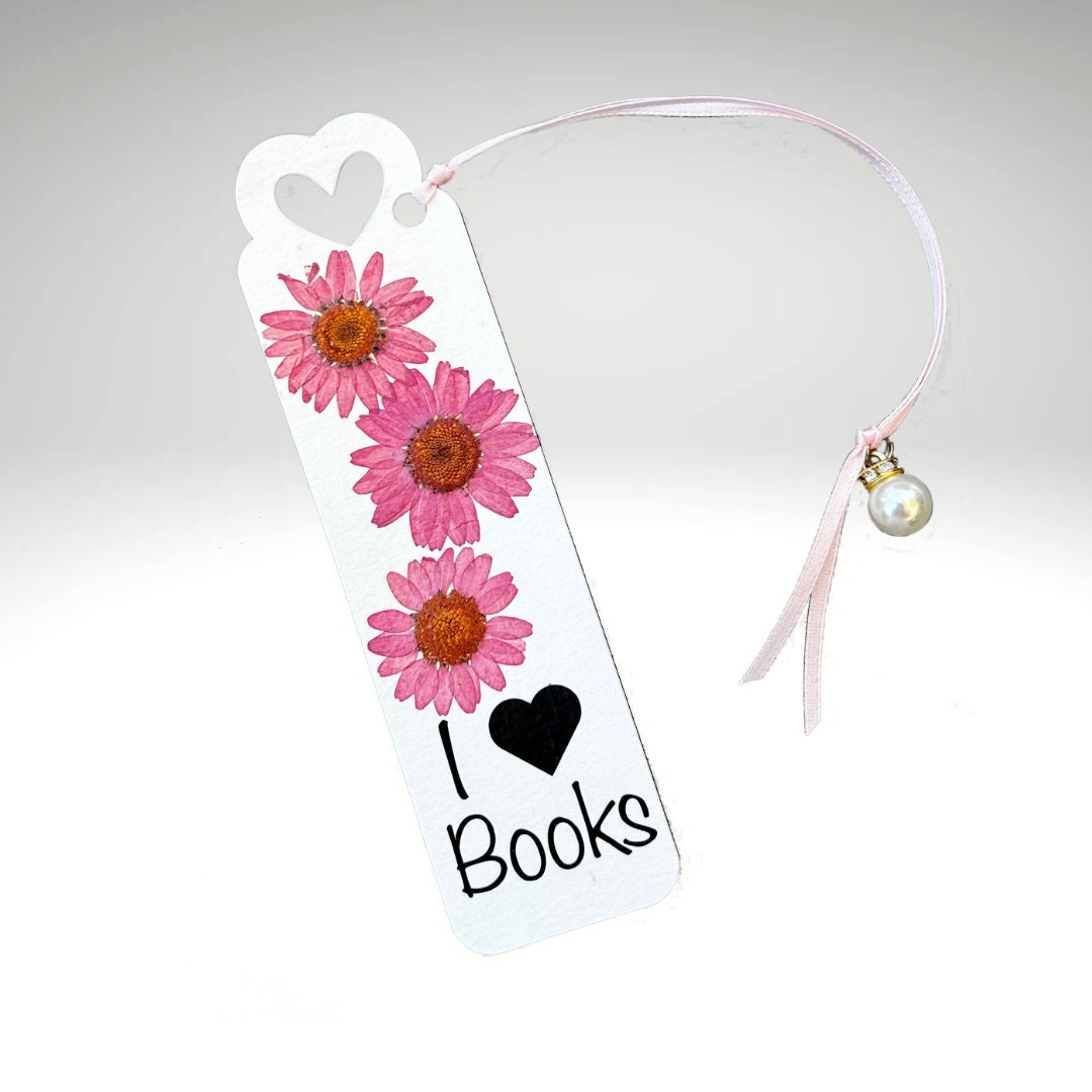 Floral Charm Bookmark - I "Heart" Books