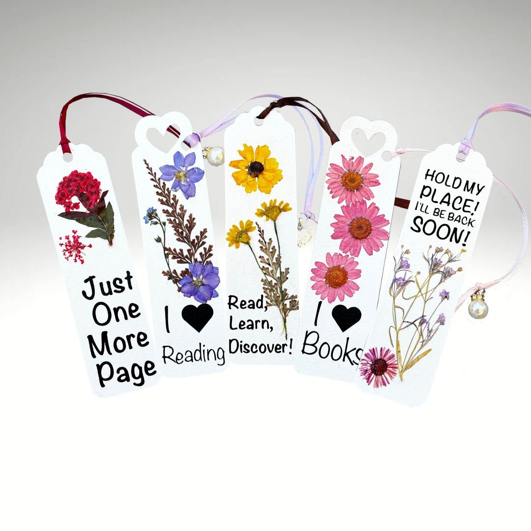 Group of 5 Floral Charm Bookmark - Reading Quotes