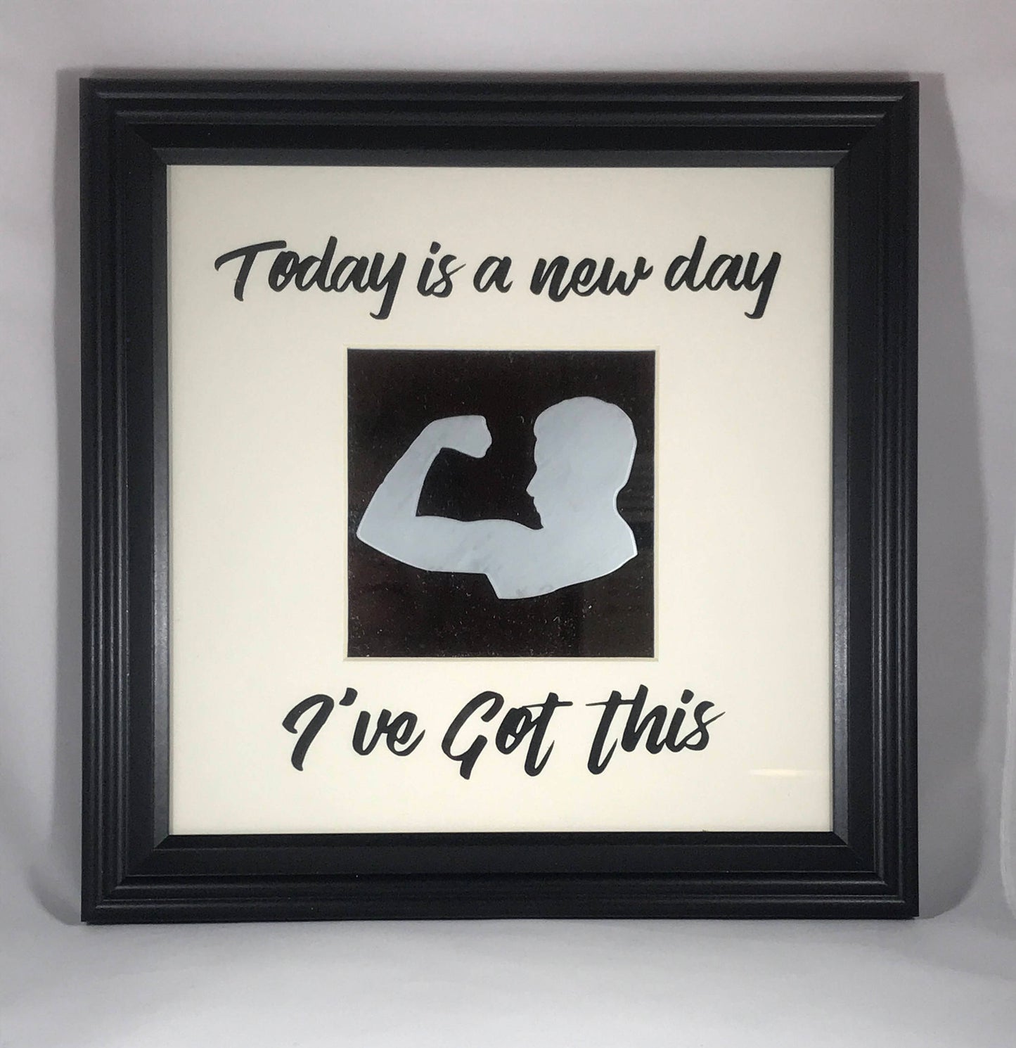 Etched Motivational Framed Mirror with Words of Affirmation