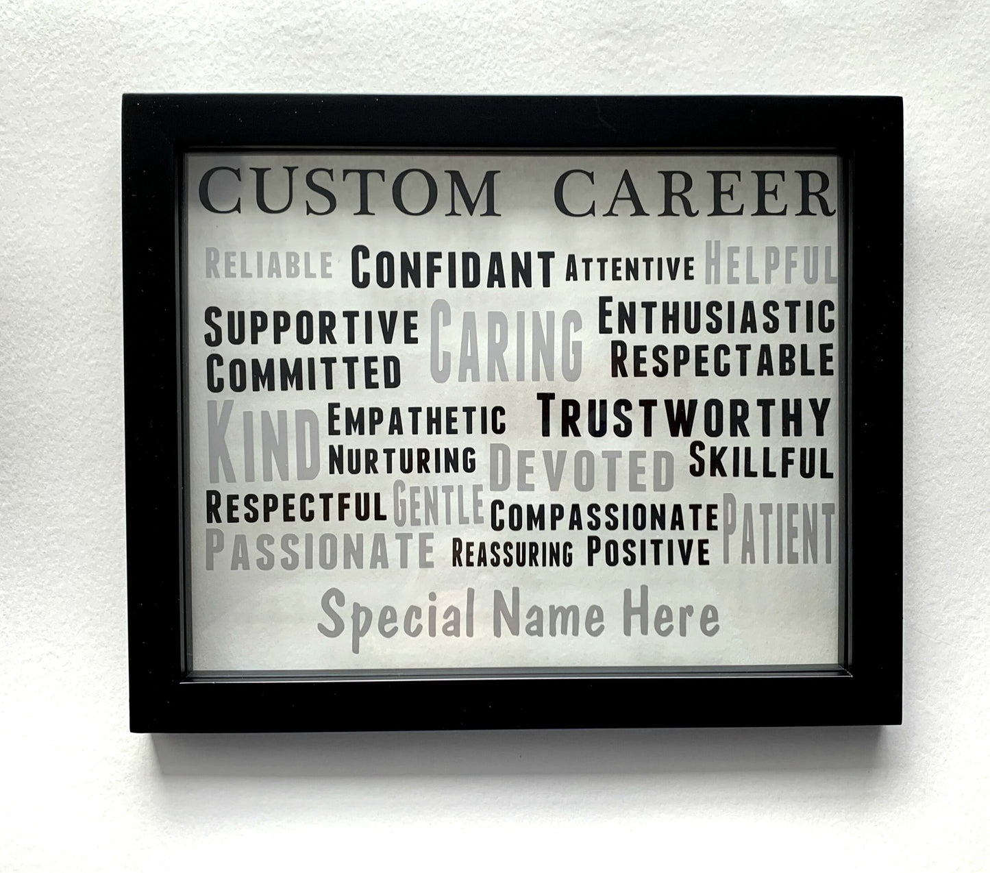 Custom Career Appreciation Plaque with Descriptive Words of Affirmation